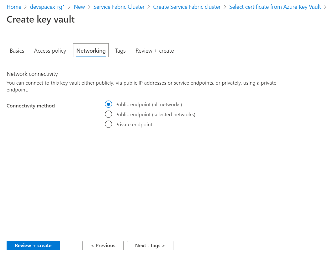 Creating an Azure Key Vault to store secrets in Azure