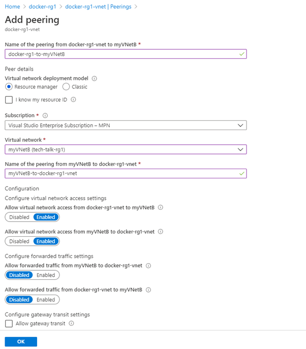 Create connectivity between Azure virtual networks using VNet Peering