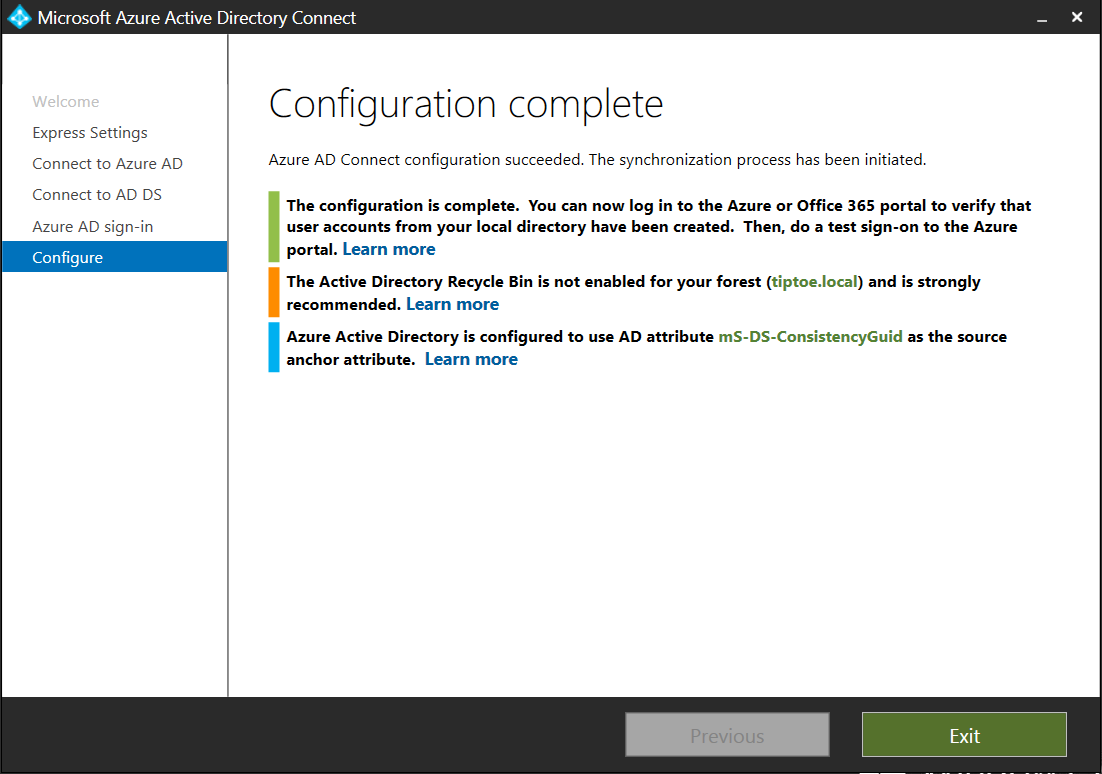 Using Azure AD Connect to connect an On-premises Active Directory forest to Azure AD