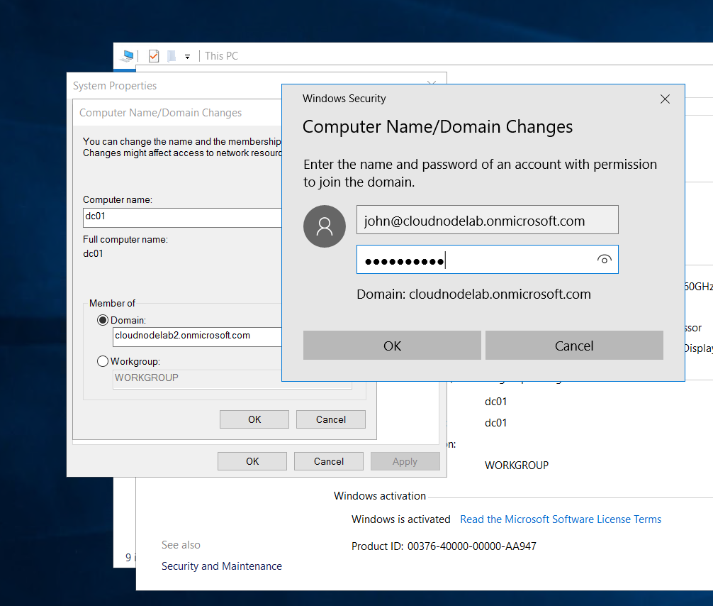 Creating managed Azure AD  Domain Services in Azure and adding a machine to that domain