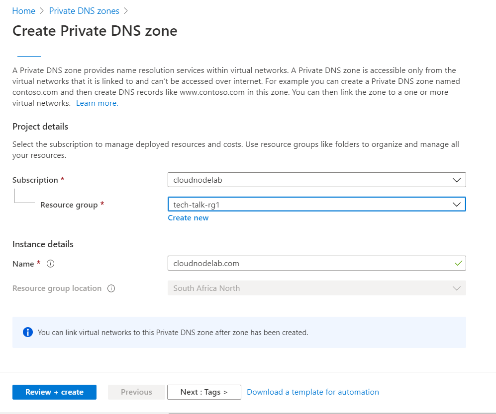 Configuring Azure DNS for Public and Private Zones