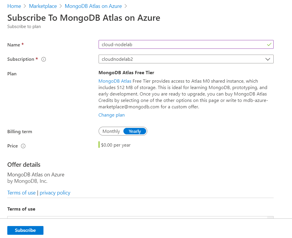 Provisioning a MongoDB Atlas Cluster to Azure