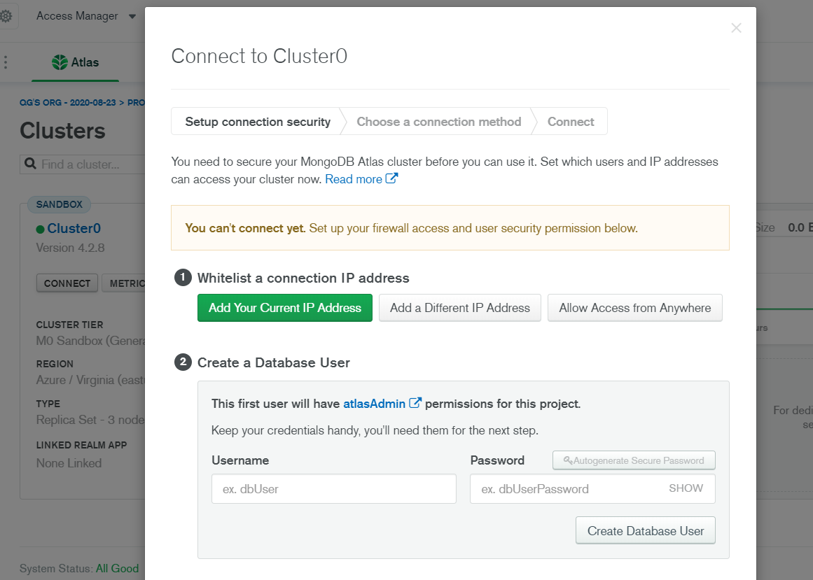 Provisioning a MongoDB Atlas Cluster to Azure