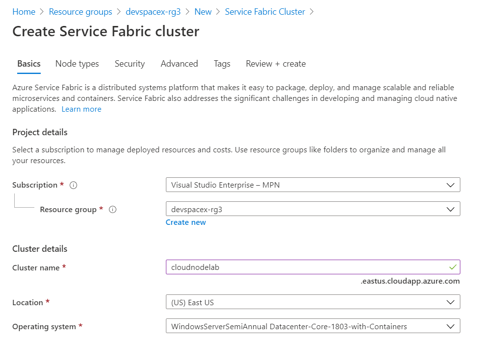 Creating An Azure Service Fabric Cluster