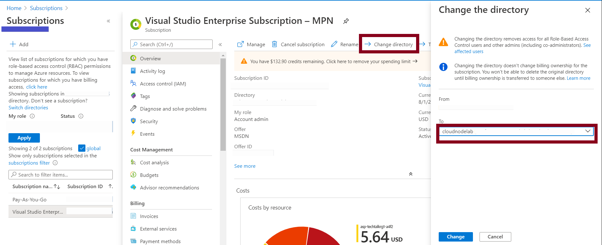 Moving an Azure subscription from one Azure AD Tenant to another Azure AD Tenant